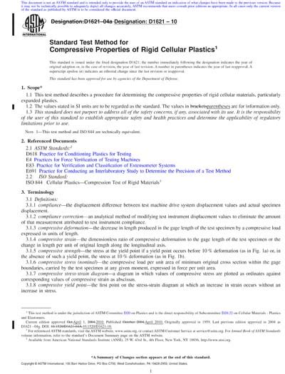 D1621 Standard Test Method for Compressive  